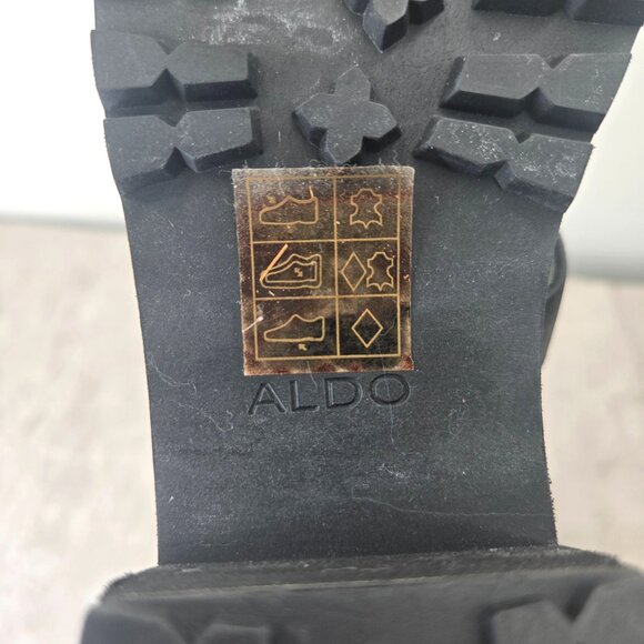 Aldo Fisherman Sandals Sz 7 Black Leather Grunge Goth Strappy Caged Chunky Lug - Picture 10 of 12